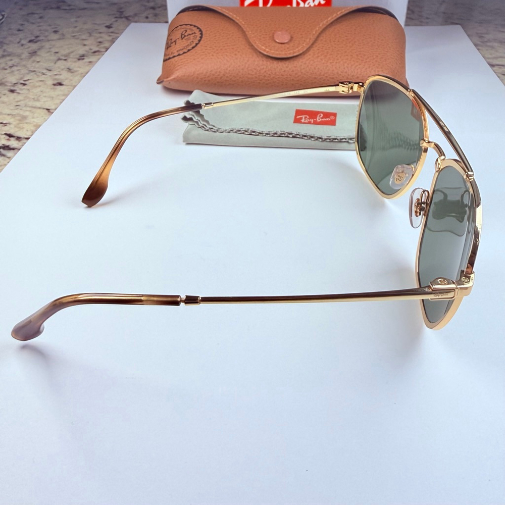 Authentic Ray-Ban RB3708 Gold Metal Rectangle Caravan Aviator Arista Sunglasses - Picture 10 of 13